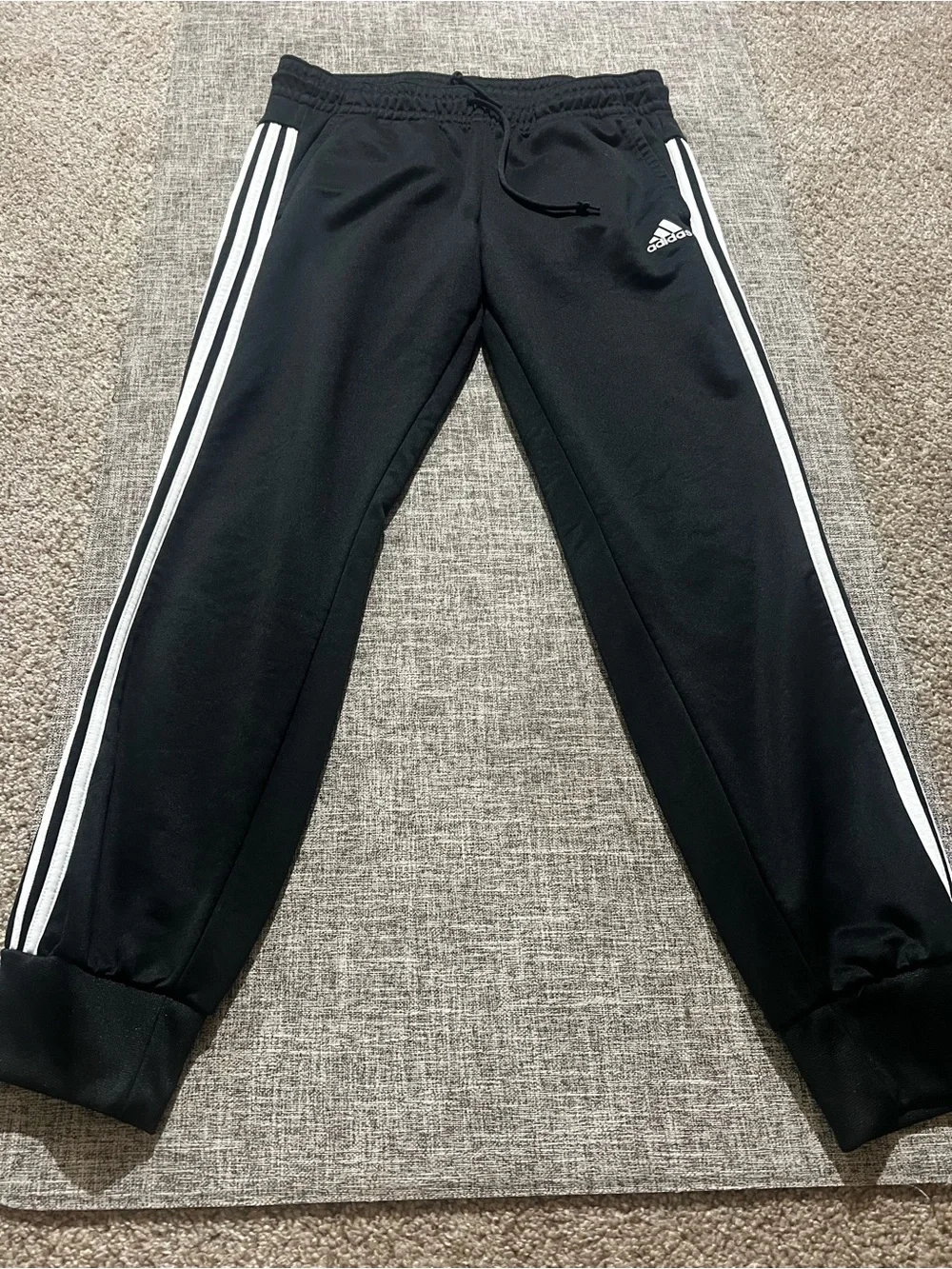 Adidas Youth M 12-14 2 Piece Tracksuit Hoodie Joggers Gray Black 3 Stripe